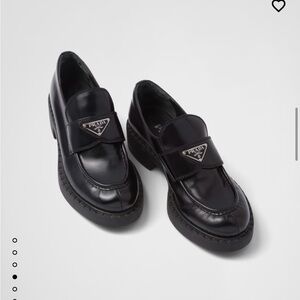 Prada chocolate brushed leather loafers (black)